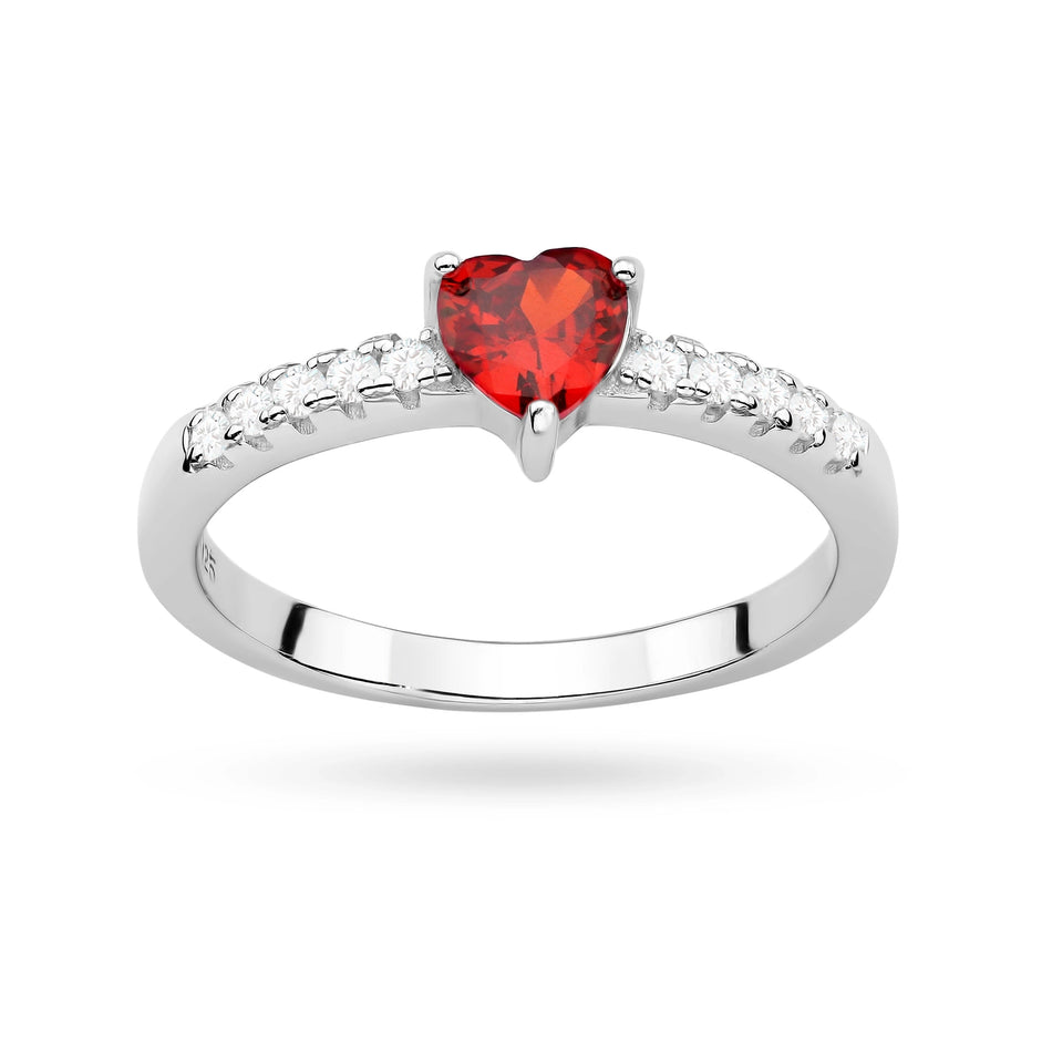 Silberring mit rotem Zirkonia