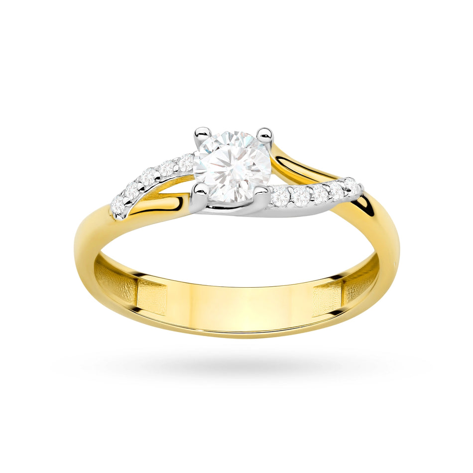 Goldring mit Zirkonia Wellen