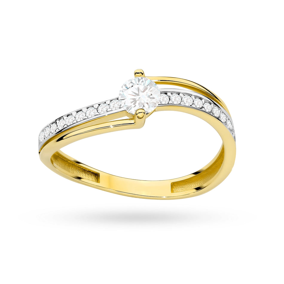 Goldring mit Zirkonia Wellen