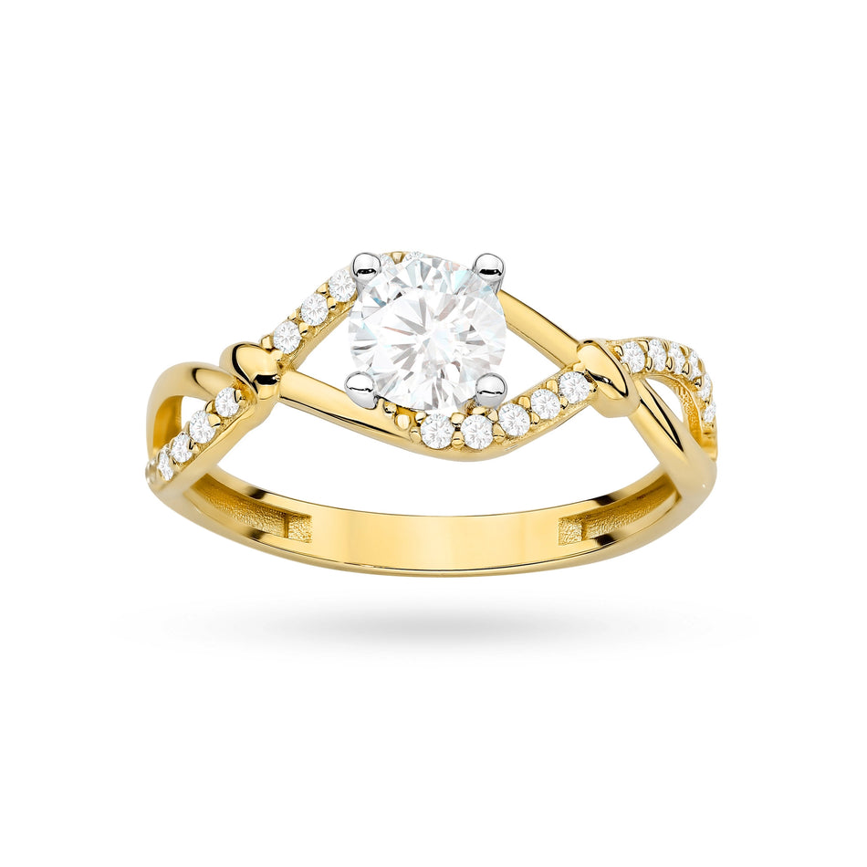 Gold geflochtener Ring mit Zirkonia