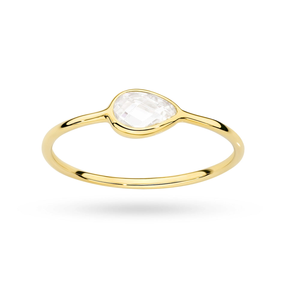 Gold Ring with Zirconia Drop