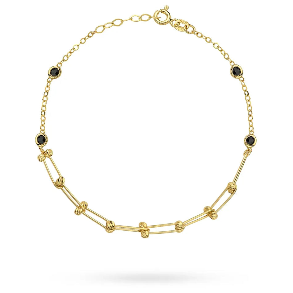 Goldarmband mit schwarzen Zirkonia-Perlen
