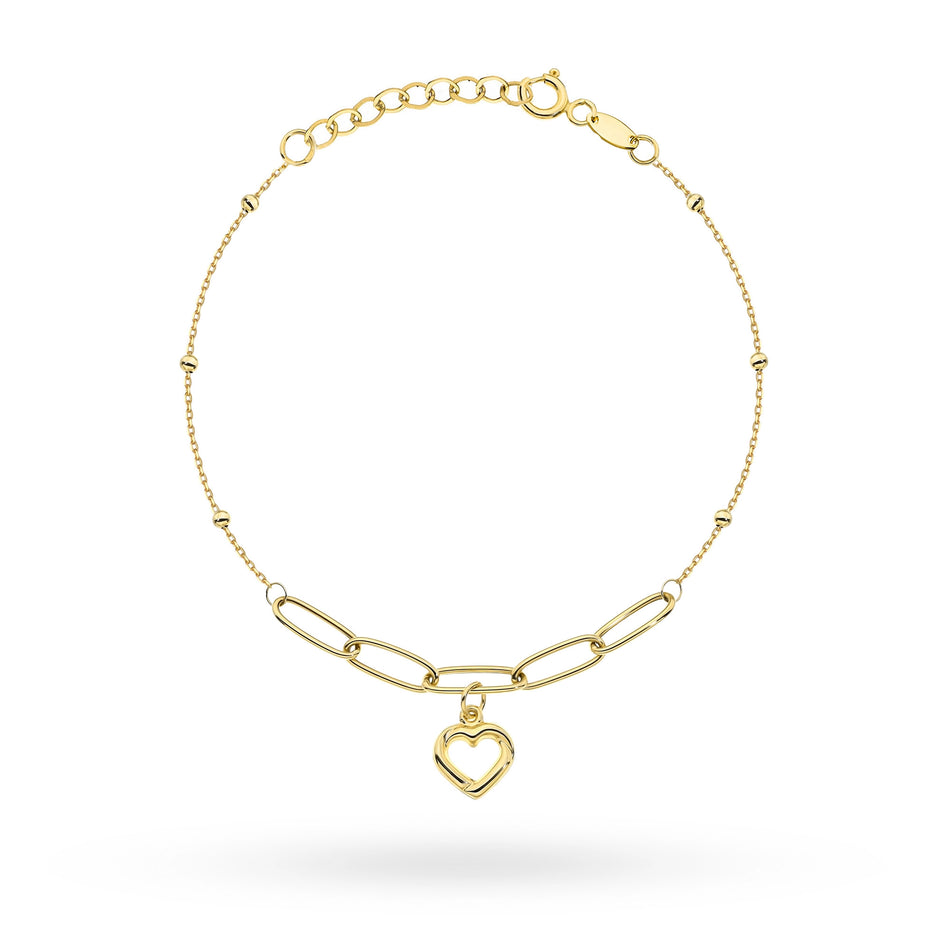 Goldarmband mit Herz und Perlen