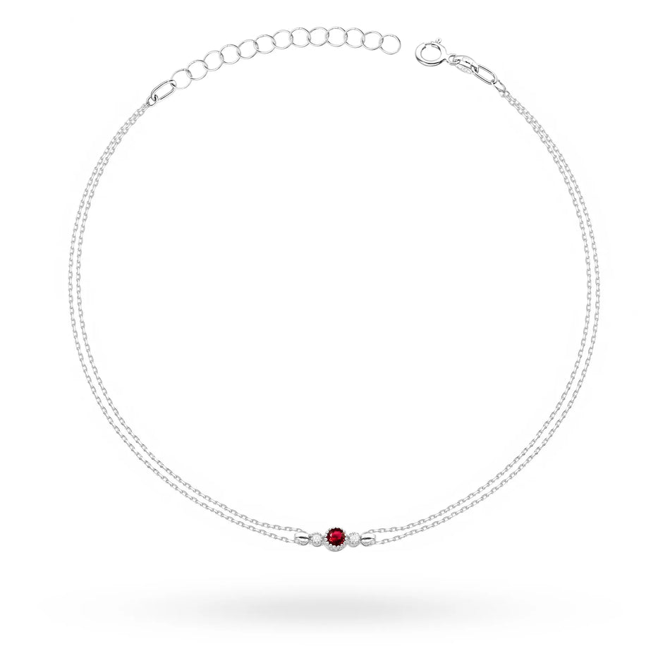 Goldarmband mit 0,15 ct Rubin und 0,029 ct Diamanten