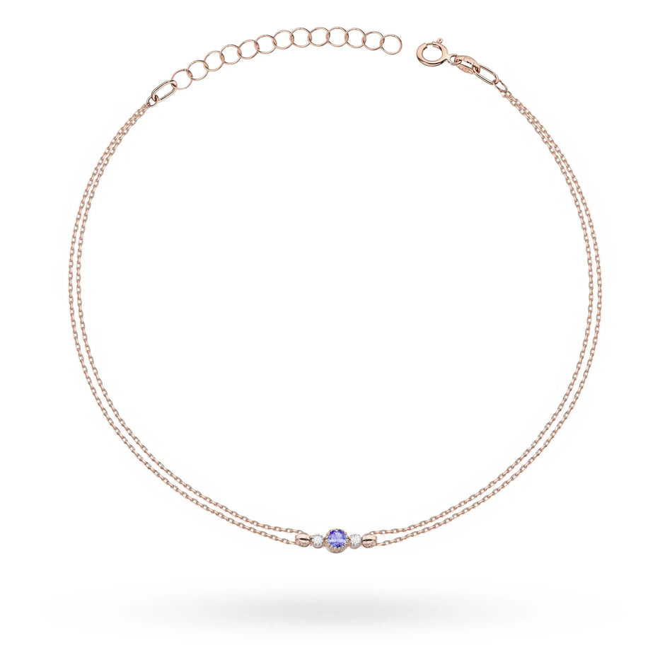 Goldarmband mit 0,15 ct Tansanit und 0,029 ct Diamanten