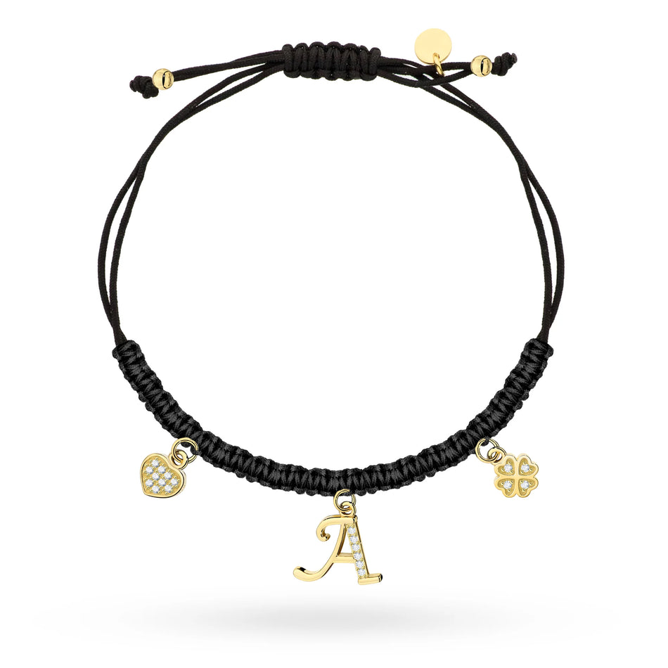 Vergoldetes Silberarmband mit Zirkonia Brief A