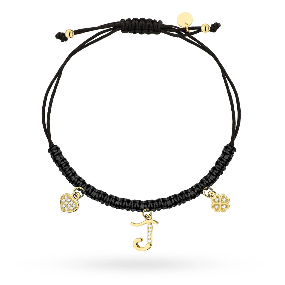 Vergoldetes Silberarmband mit Zirkonia Brief J