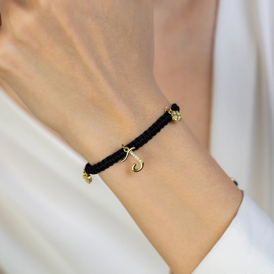 Vergoldetes Silberarmband mit Zirkonia Brief J