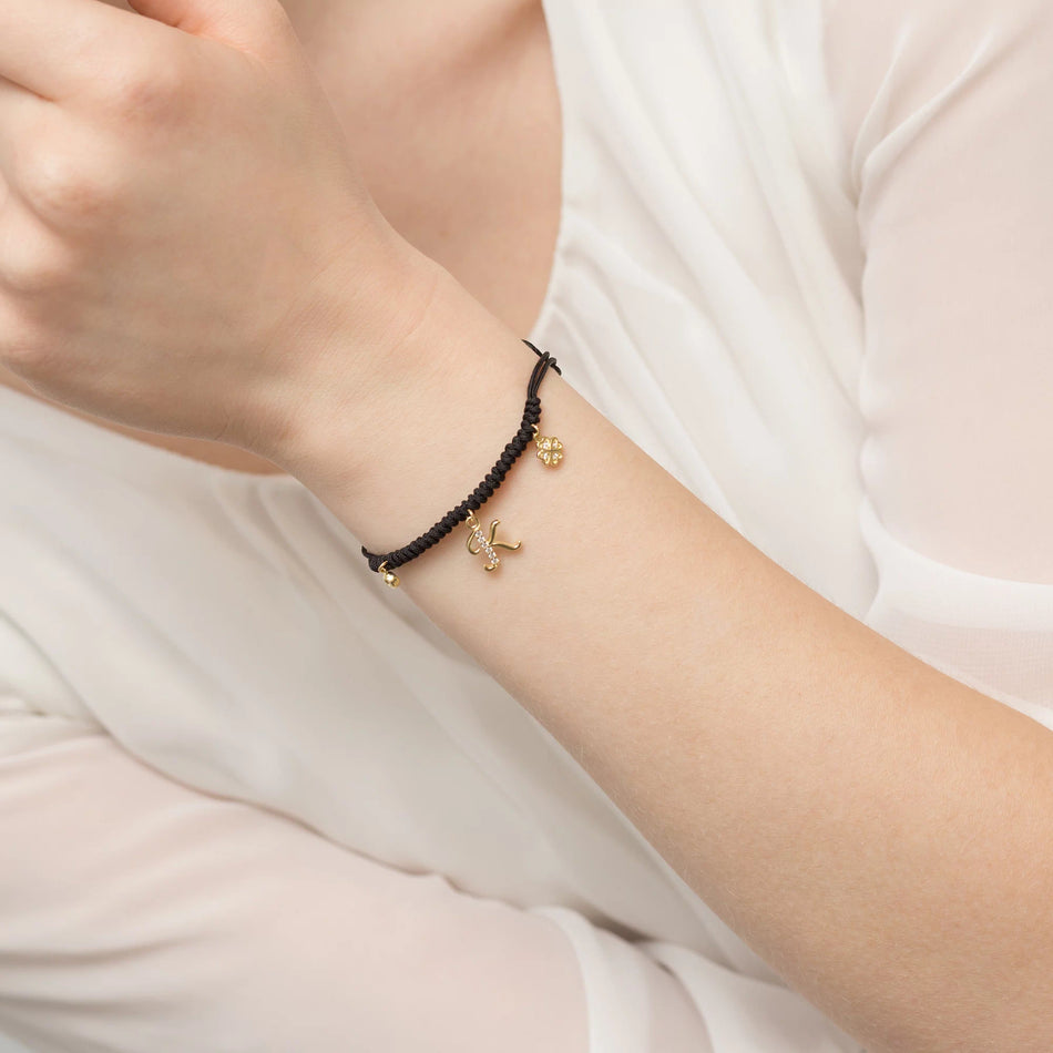 Vergoldetes Silberarmband mit Zirkonia Brief K