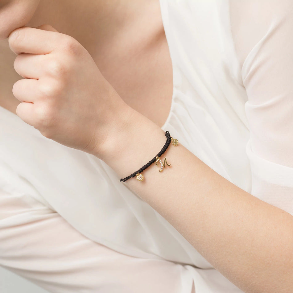 Vergoldetes Silberarmband mit Zirkonia Brief M