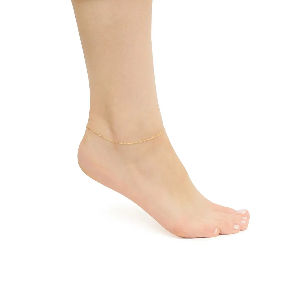 Gold Fußkettchen Ankerkette 0,6mm