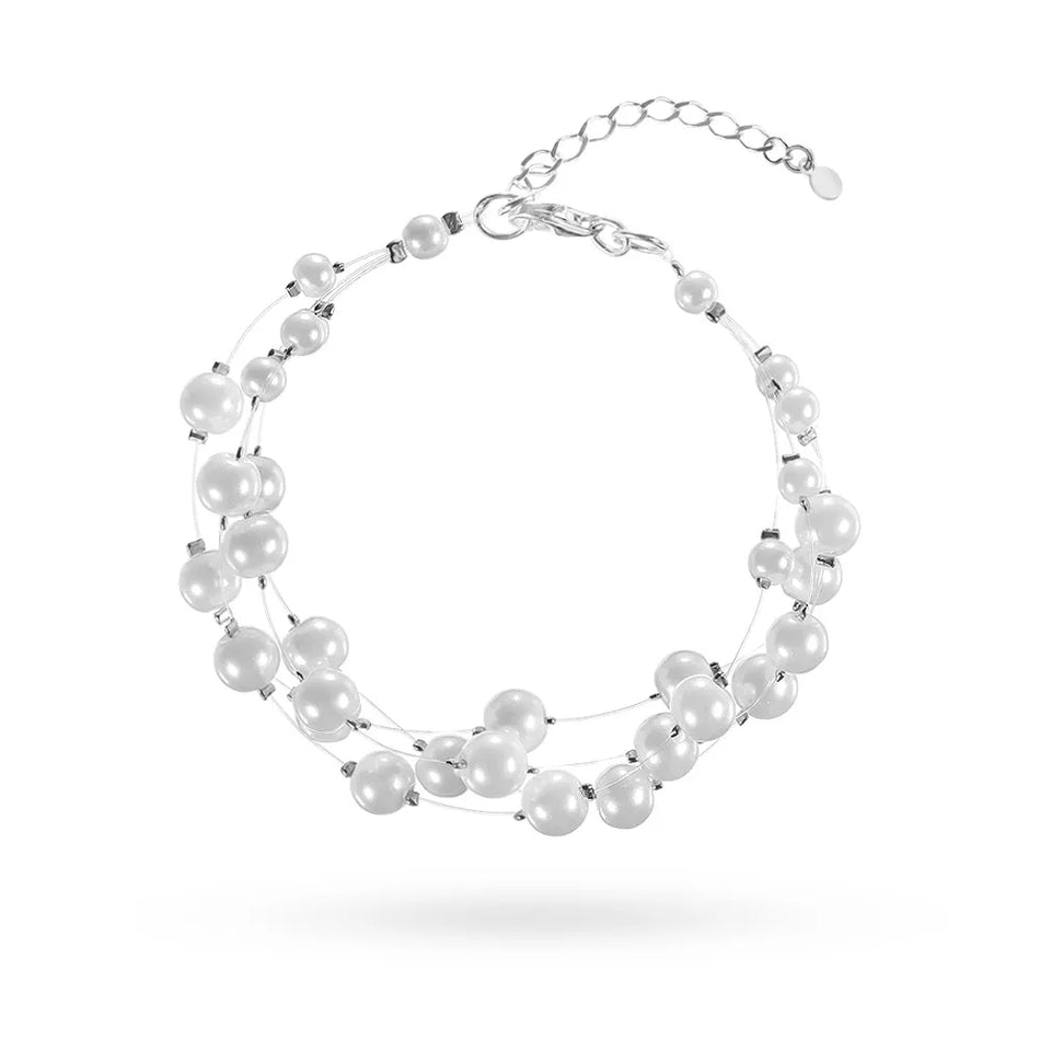 Klassisches Hochzeits-Silber-Perlenarmband