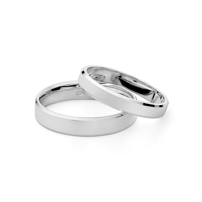 Klassische Flache Abgeschrägte Gold Eheringe Ringe 3 und 4mm