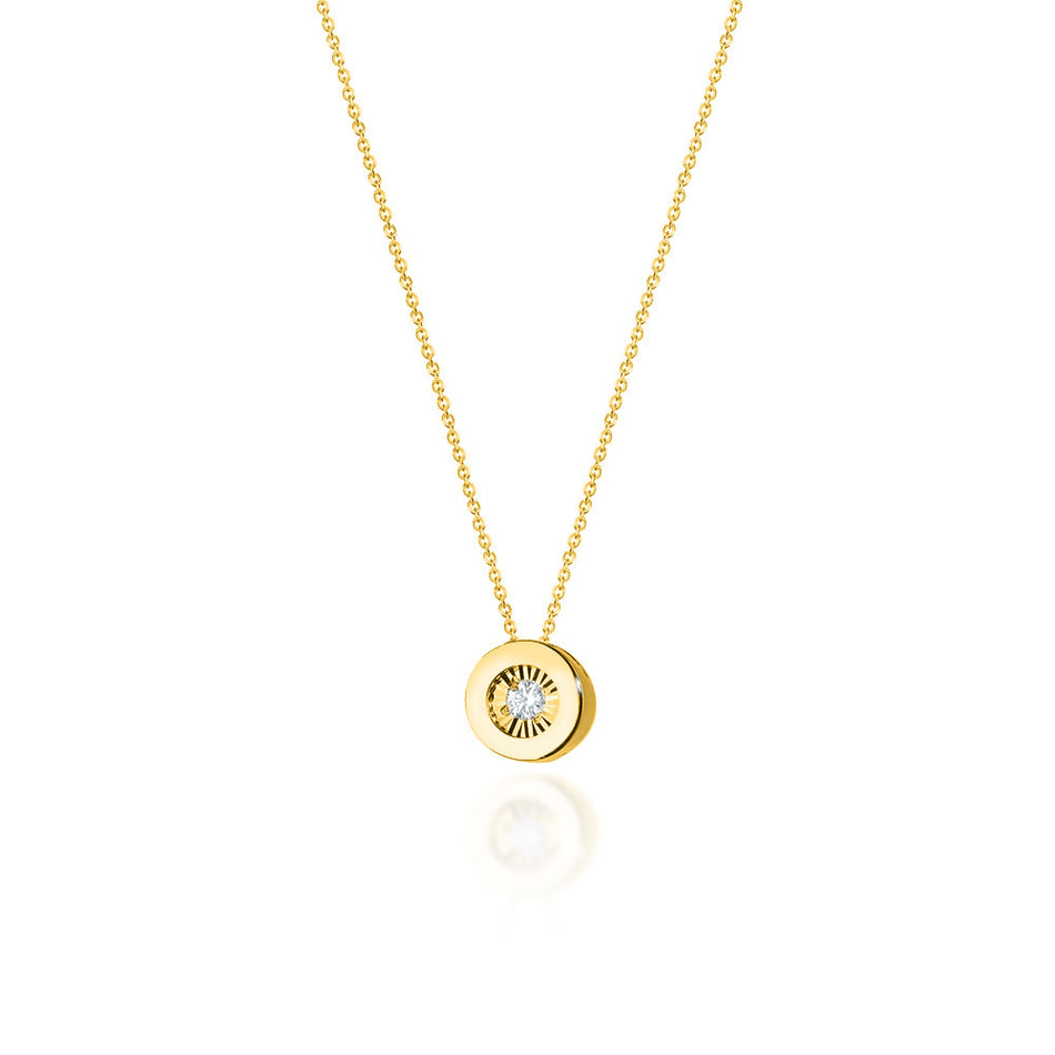 Gold Promi Halskette mit rundem Diamant