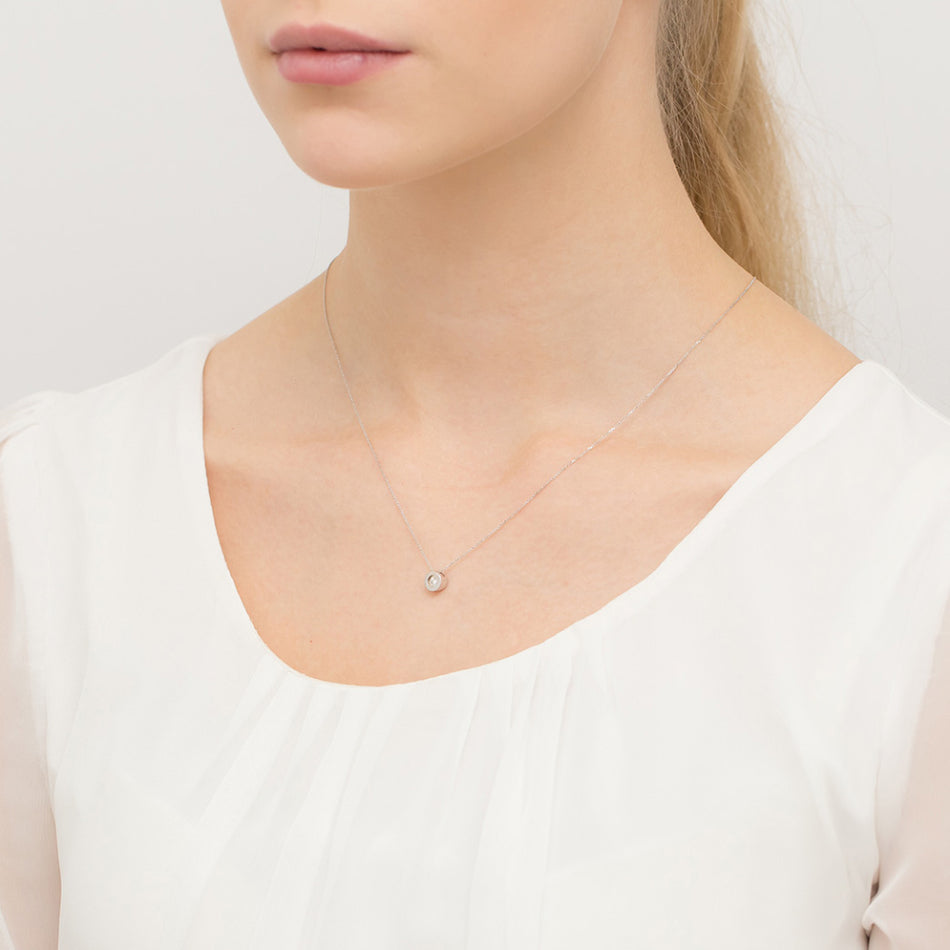 Gold Promi Halskette mit rundem Diamant