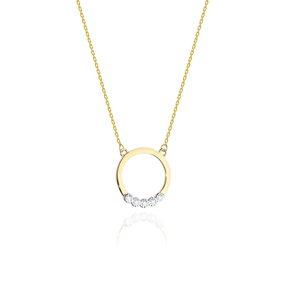 Gold Promi Halskette mit Diamanten Kreis