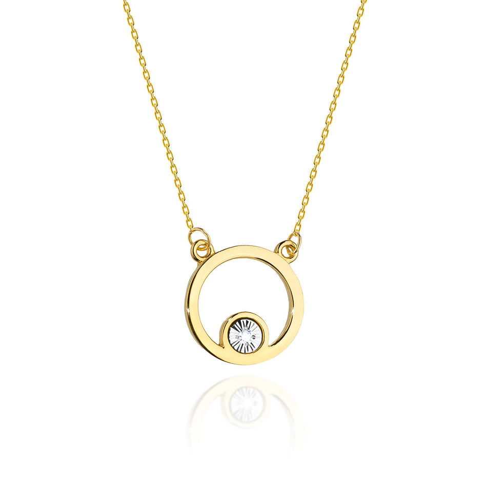 Gold Promi Halskette mit Diamant Kreis
