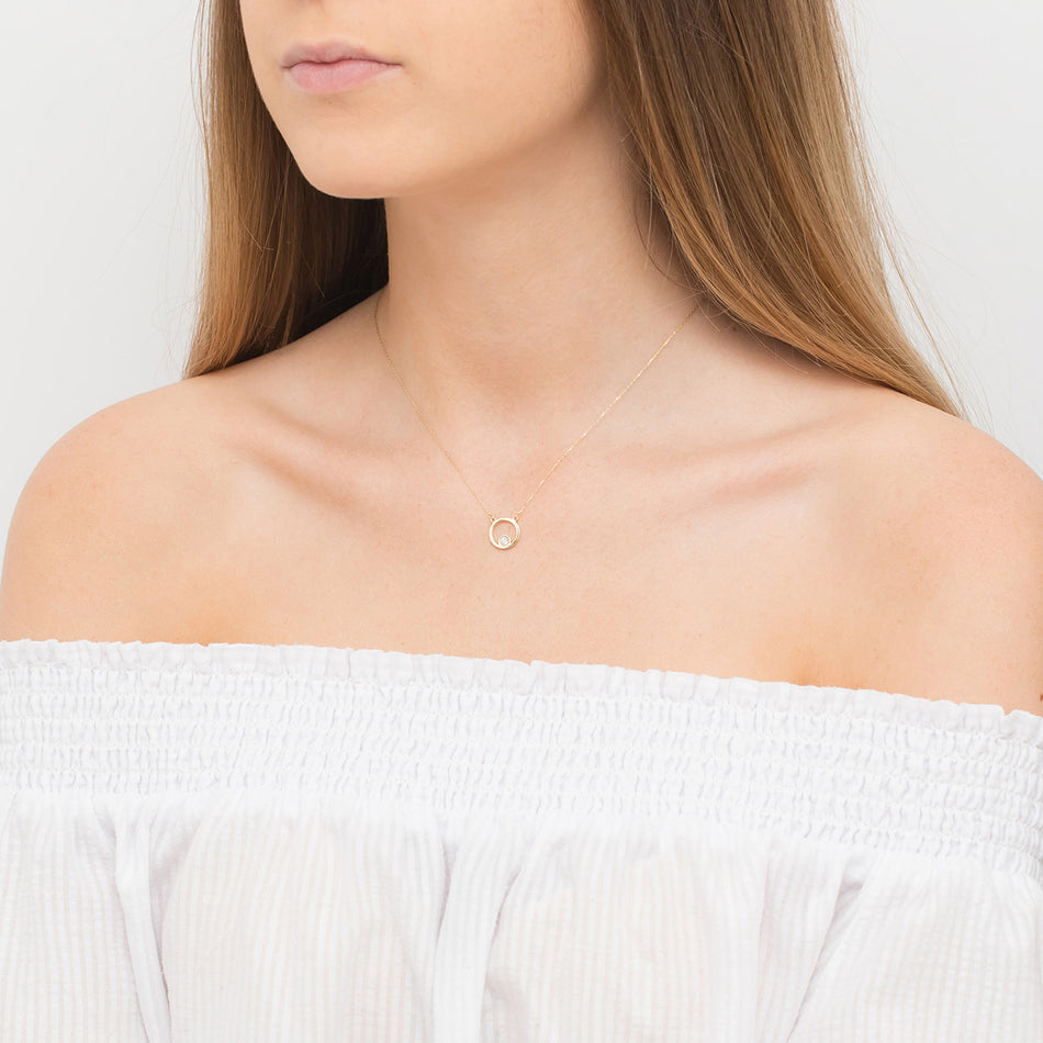 Gold Promi Halskette mit Diamant Kreis