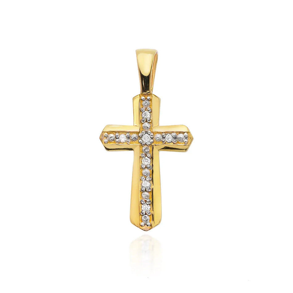 Goldener Kreuz Anhänger mit Diamanten