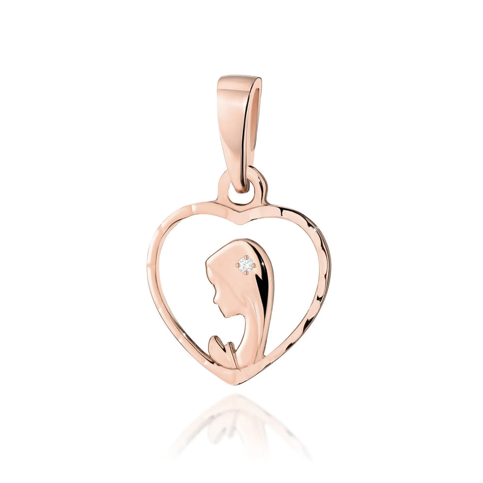 Gold Unserer Lieben Frau von Fatima Anhänger mit Diamanten