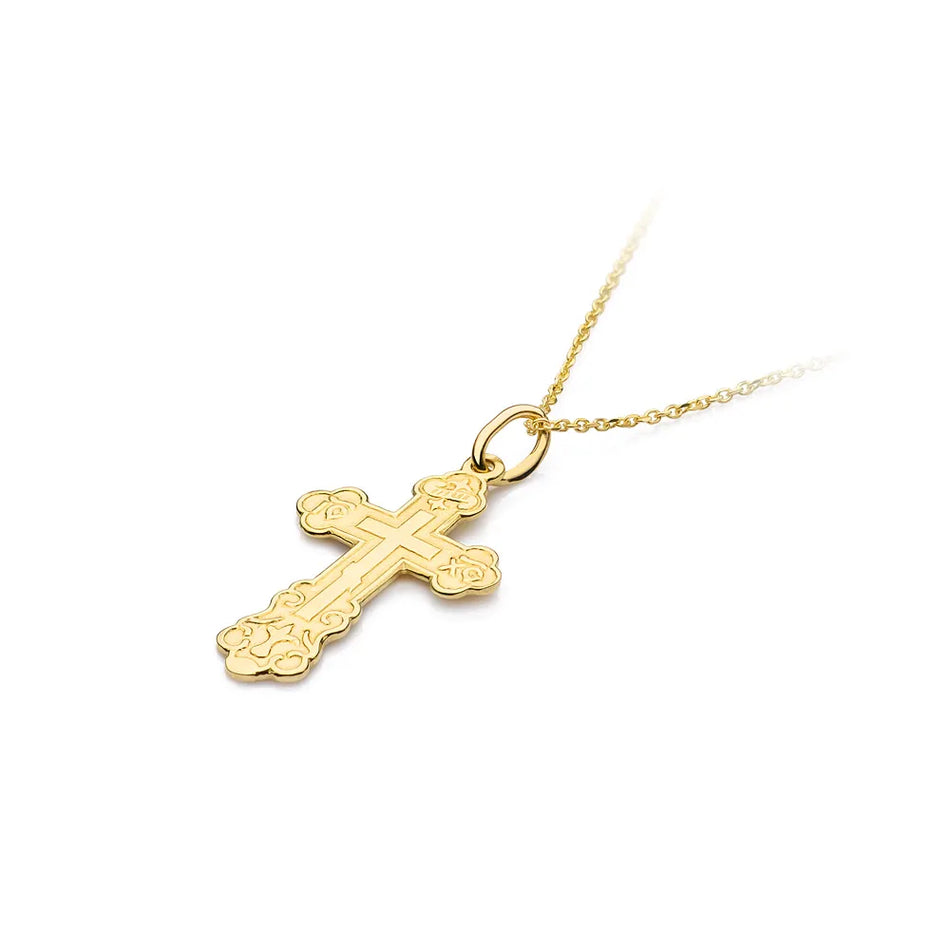 Gold Orthodox Cross Pendant