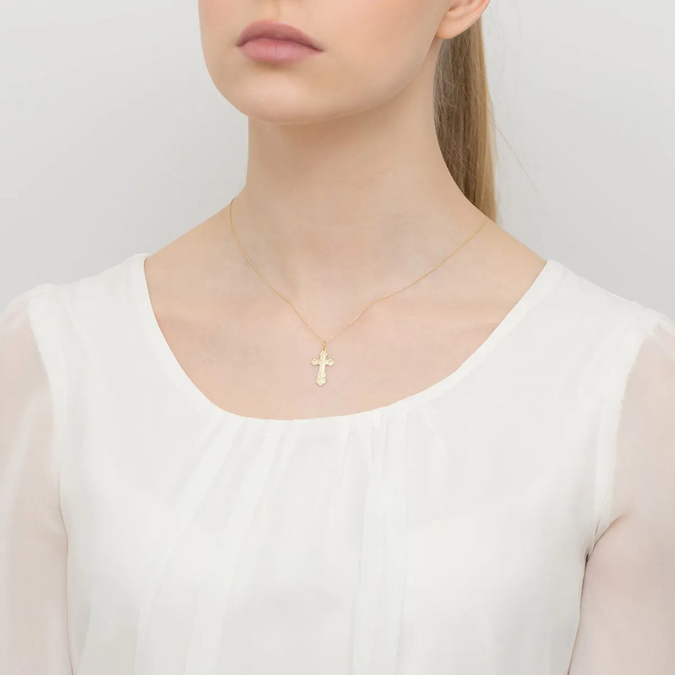 Gold Orthodox Cross Pendant
