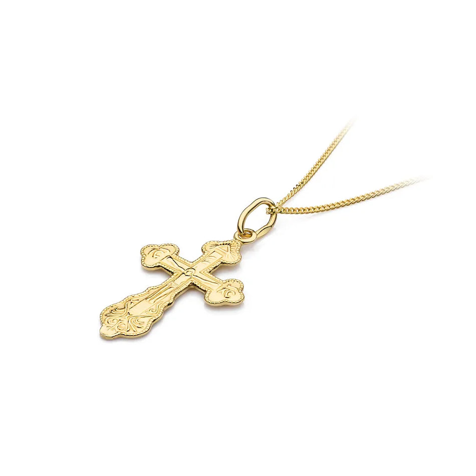 Gold Orthodox Cross Pendant