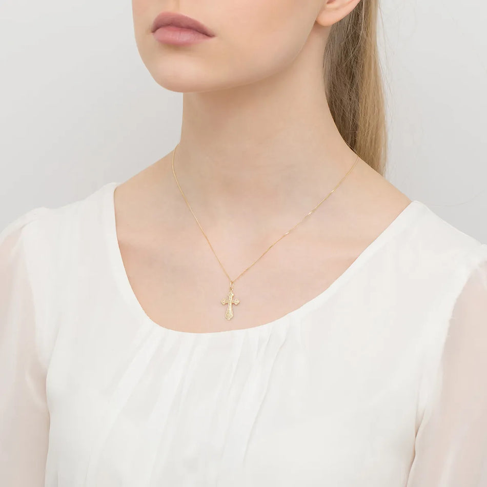 Gold Orthodox Cross Pendant