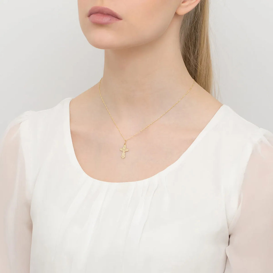 Gold Orthodox Cross Pendant