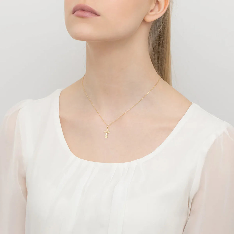 Gold Orthodox Cross Pendant