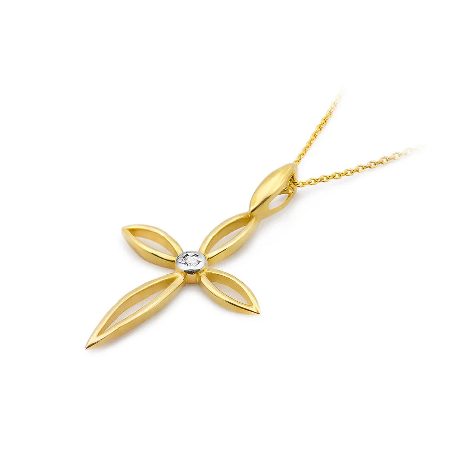 Goldkreuz Anhänger mit Diamant