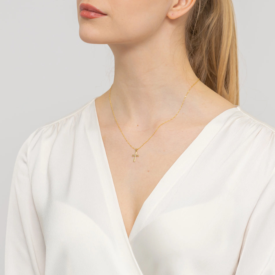 Goldkreuz Anhänger mit Zirkonia