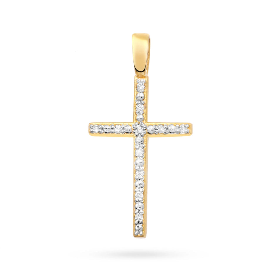 Goldkreuz Anhänger mit Zirkonia