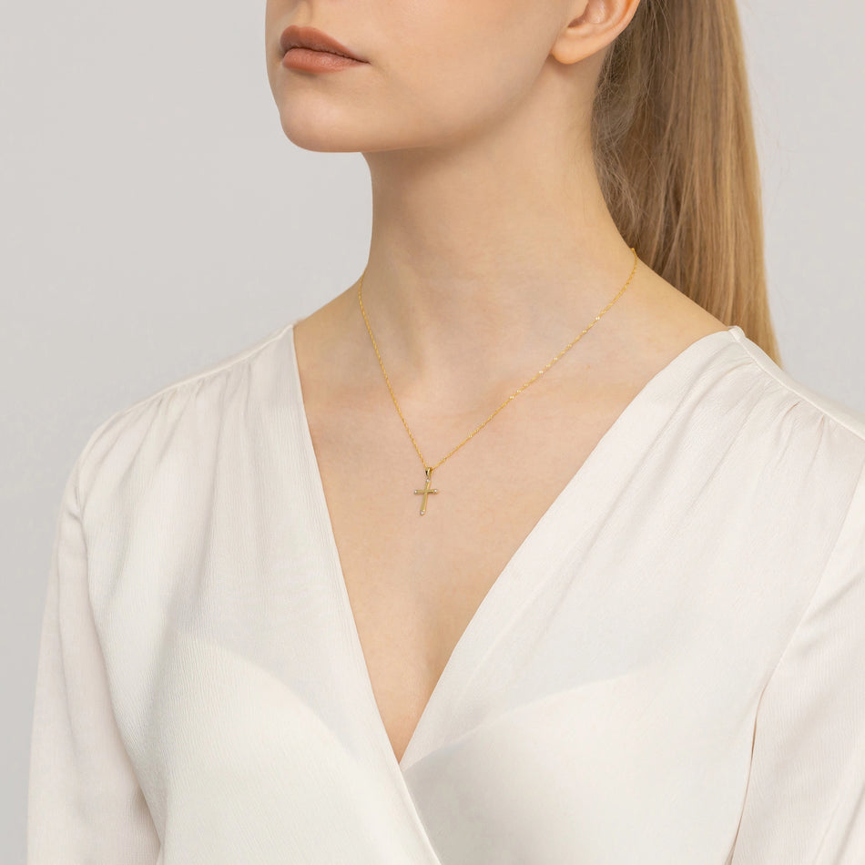 Goldkreuz Anhänger mit Zirkonia