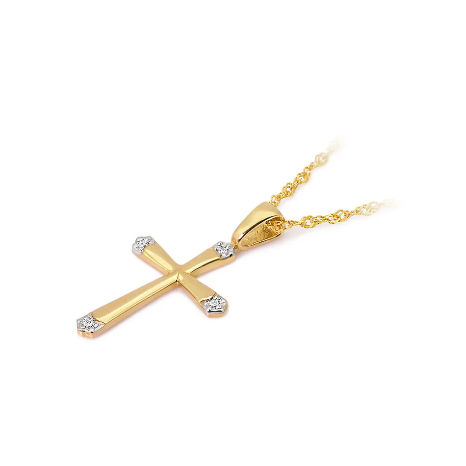 Goldkreuz Anhänger mit Zirkonia
