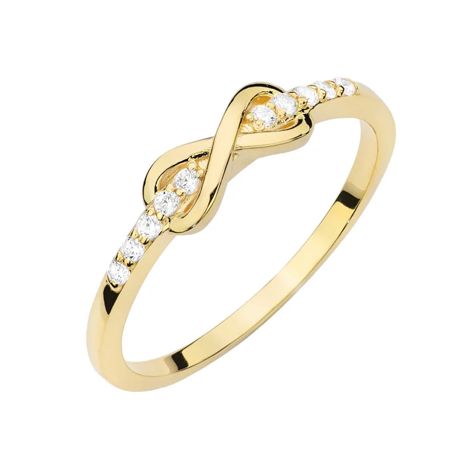Gold Ring with Zirconia Infinity