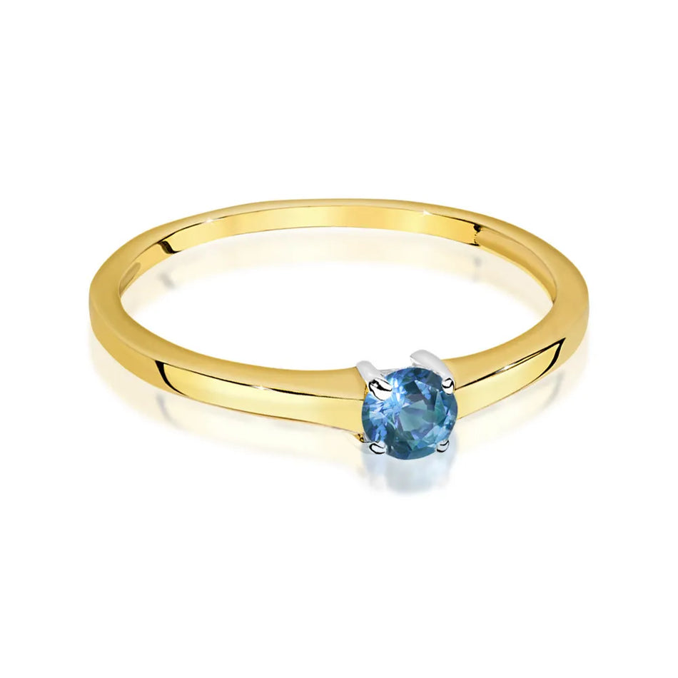 Goldring mit blauem Zirkonia