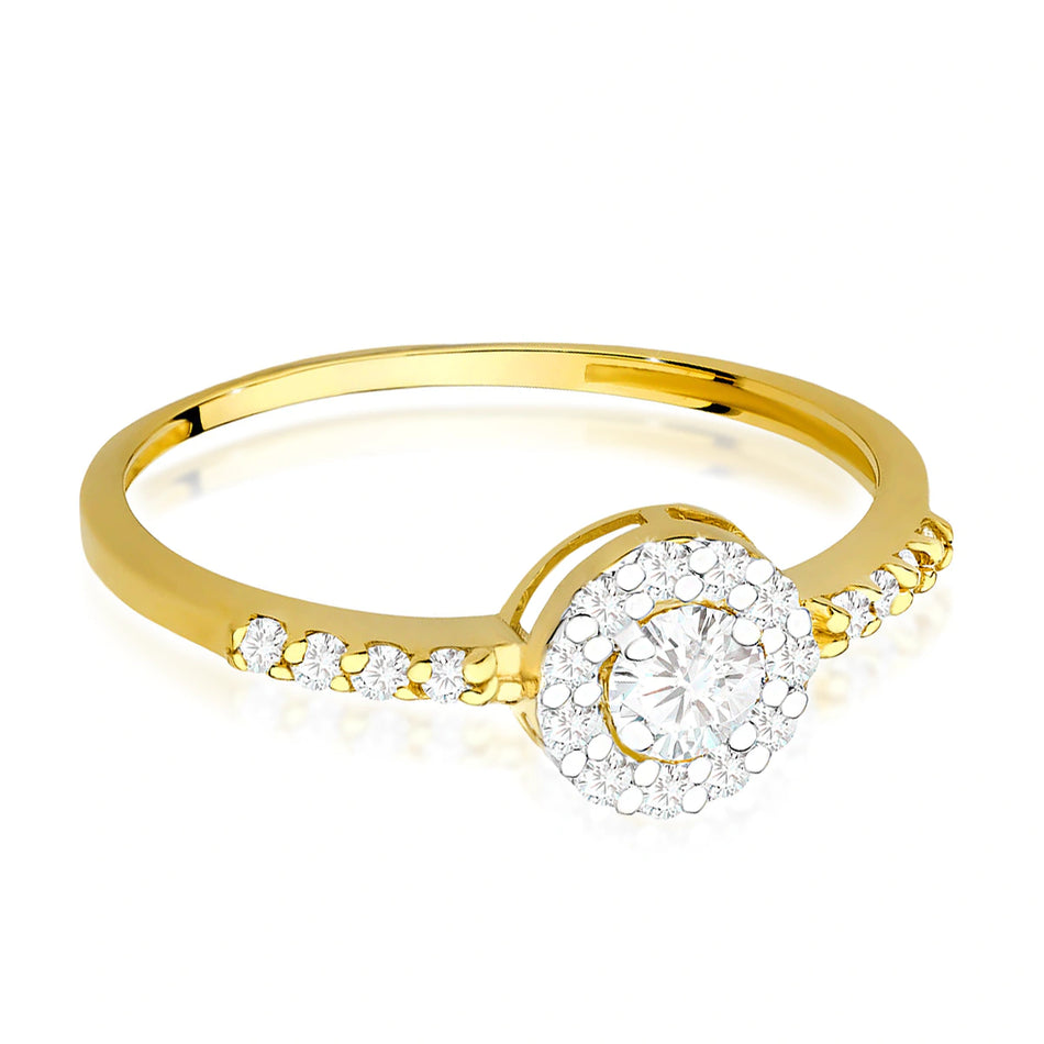 Goldring mit Zirkonia-Blume