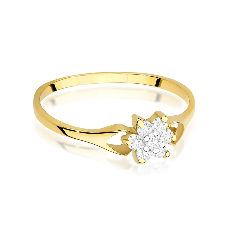 Goldring mit Zirkonia-Blume