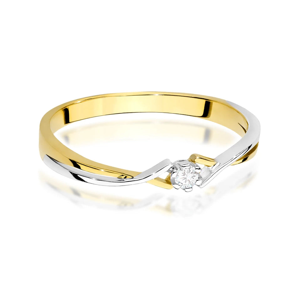 Zweifarbiger Goldgeflecht-Ring mit Zirkonia