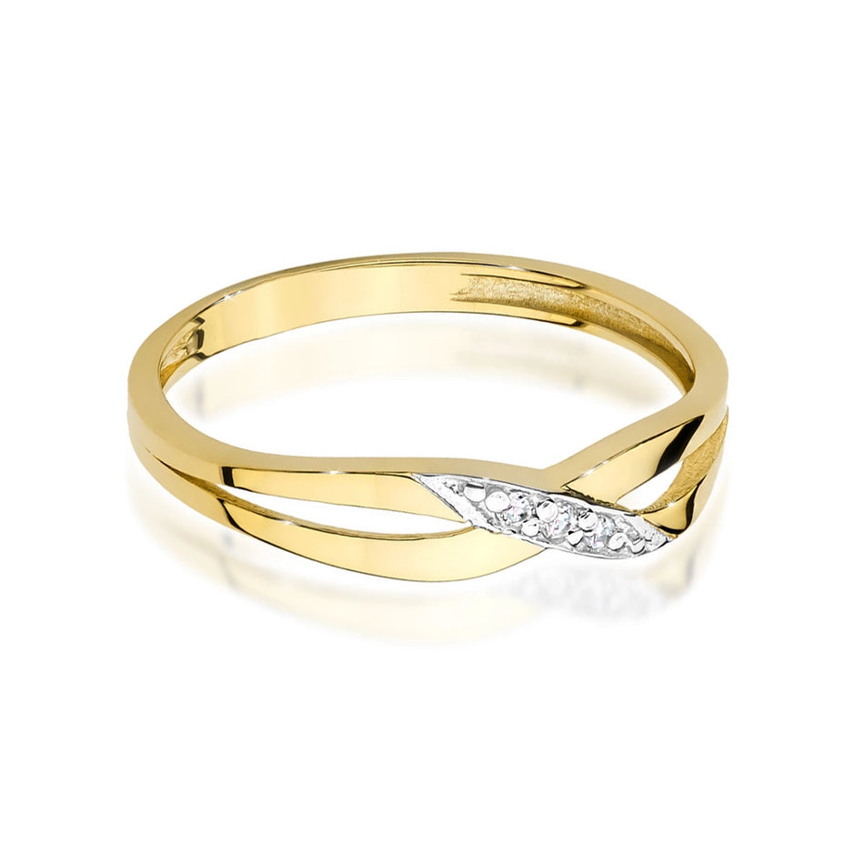 Gold geflochtener Ring mit Zirkonia
