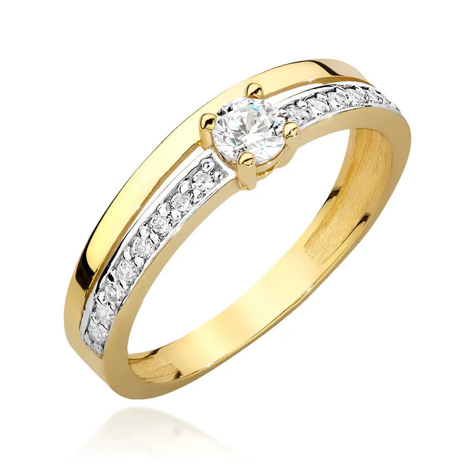 Bicolor Goldring mit Zirkonia