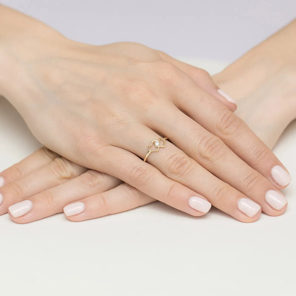 Goldring mit Zirkonia Herz