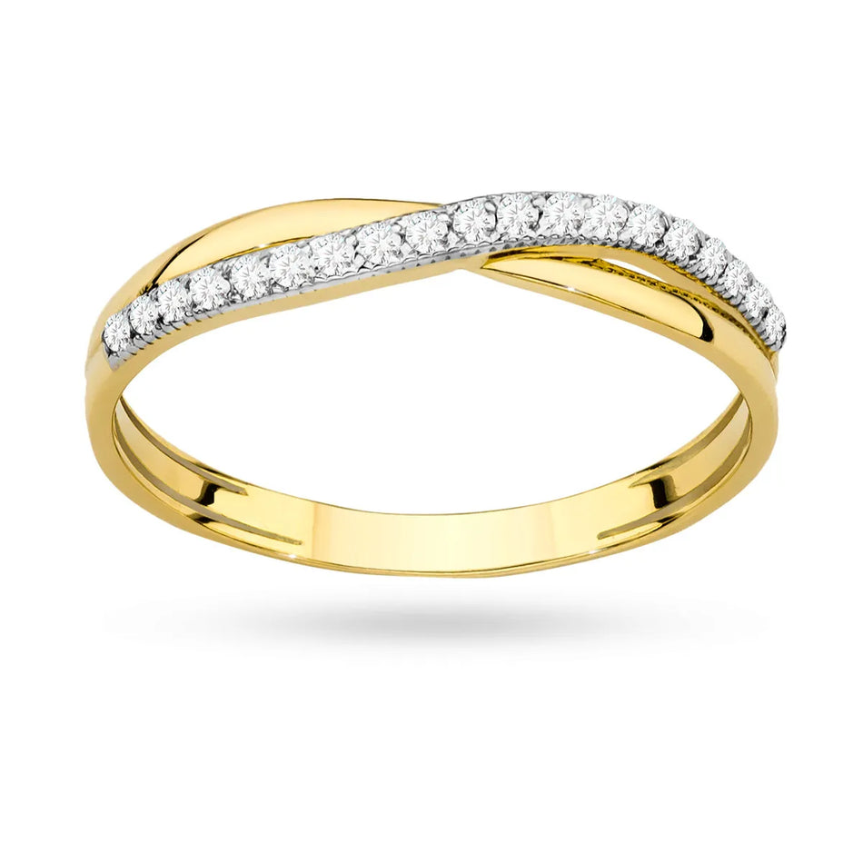 Dezenter Goldring mit Zirkonia-Wellen