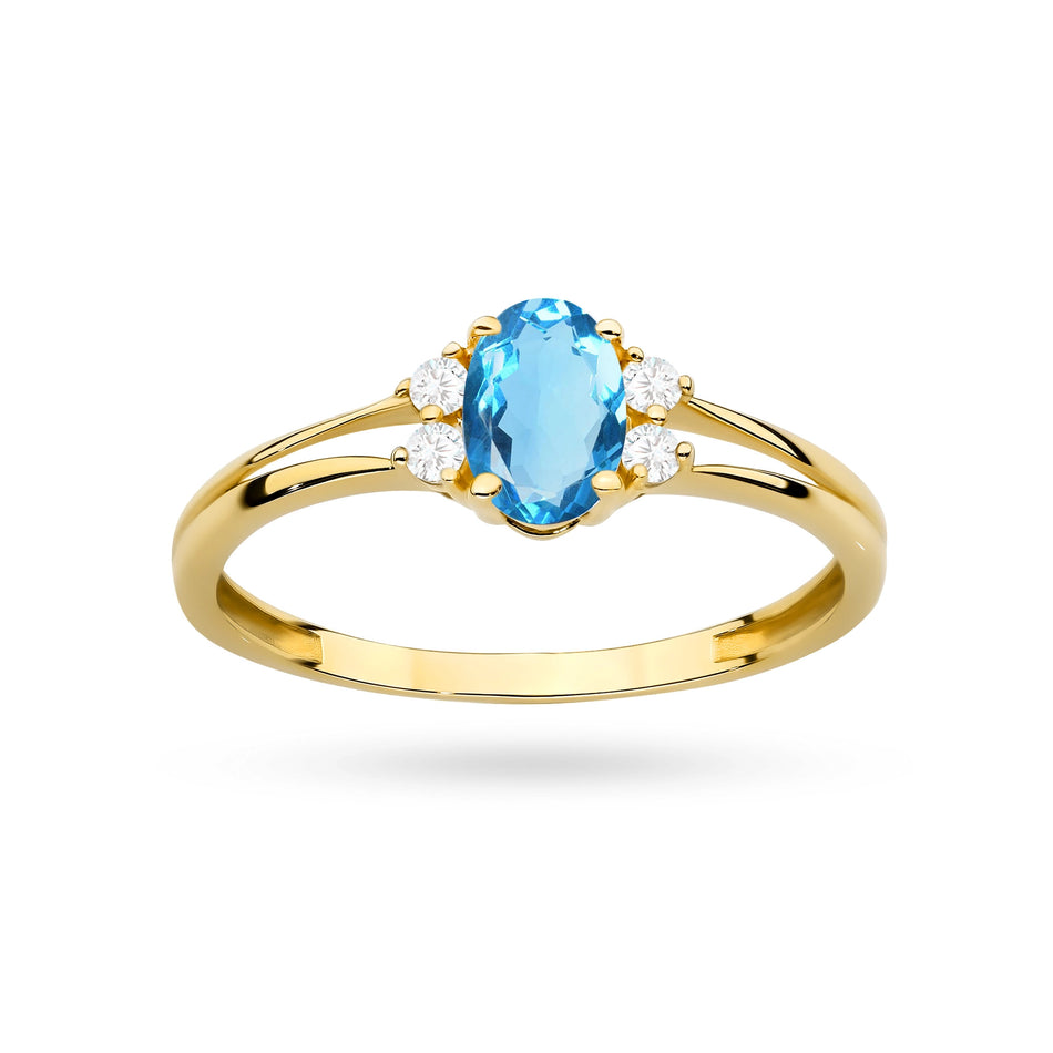 Goldring mit blauem Zirkonia