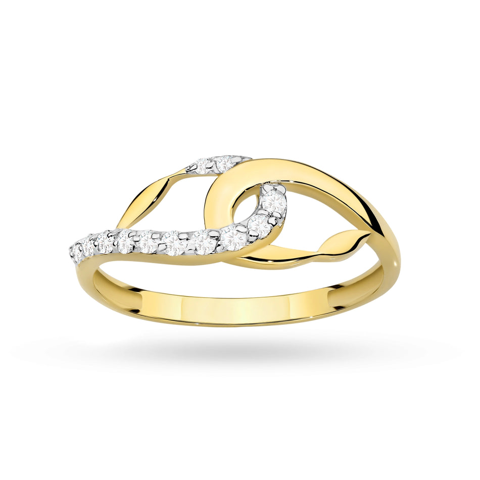 Gold geflochtener Ring mit Zirkonia