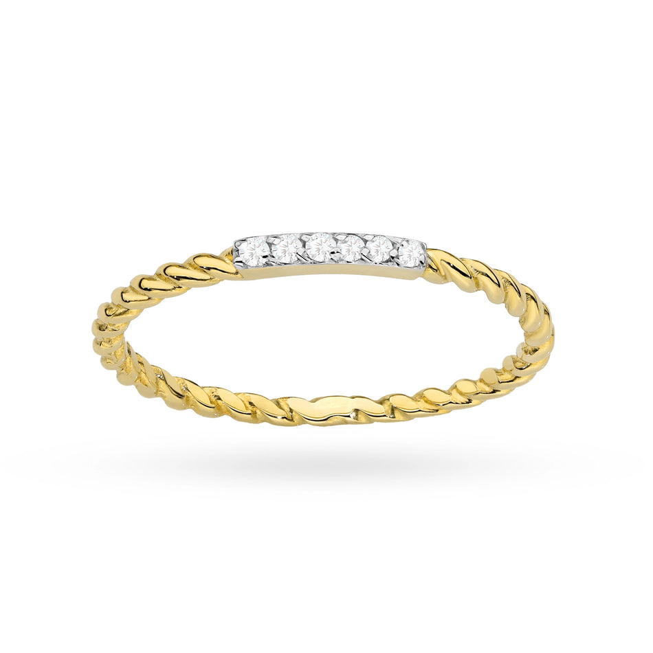 Gold geflochtener Ring mit Zirkonia