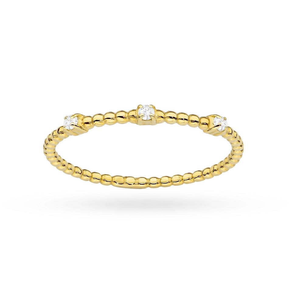 Goldring mit Zirkonia-Perlen