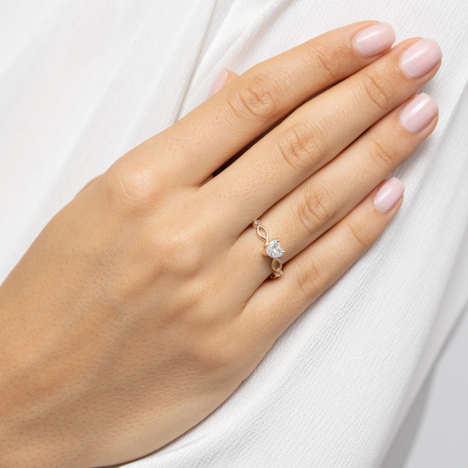 Goldring mit Zirkonia Herz