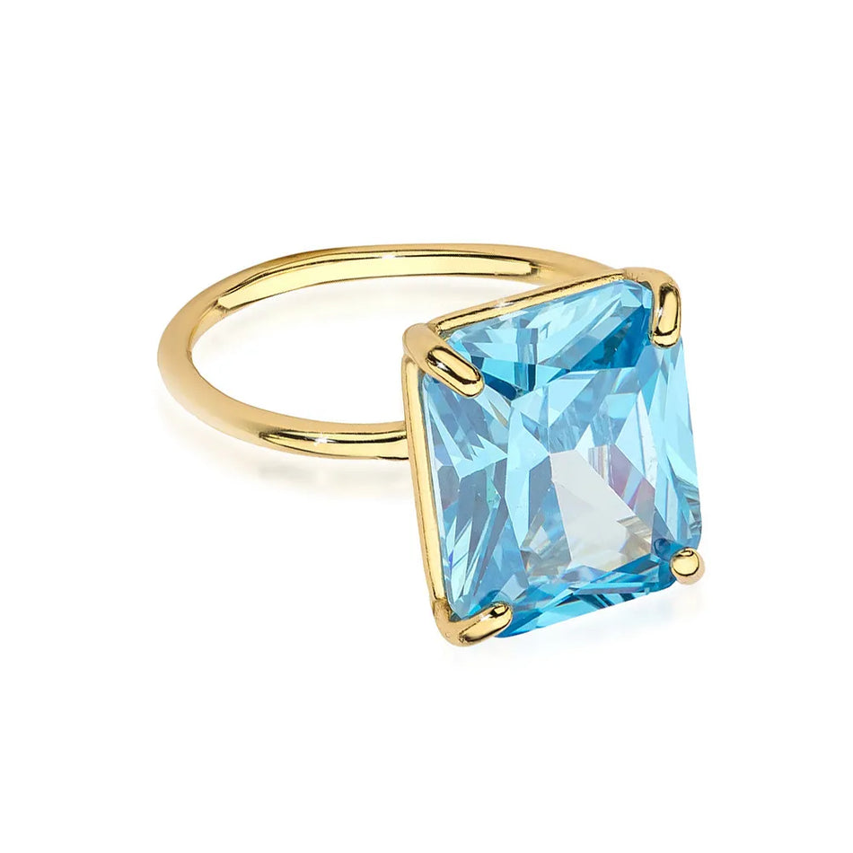 Vergoldeter Silberring mit Zirkonia